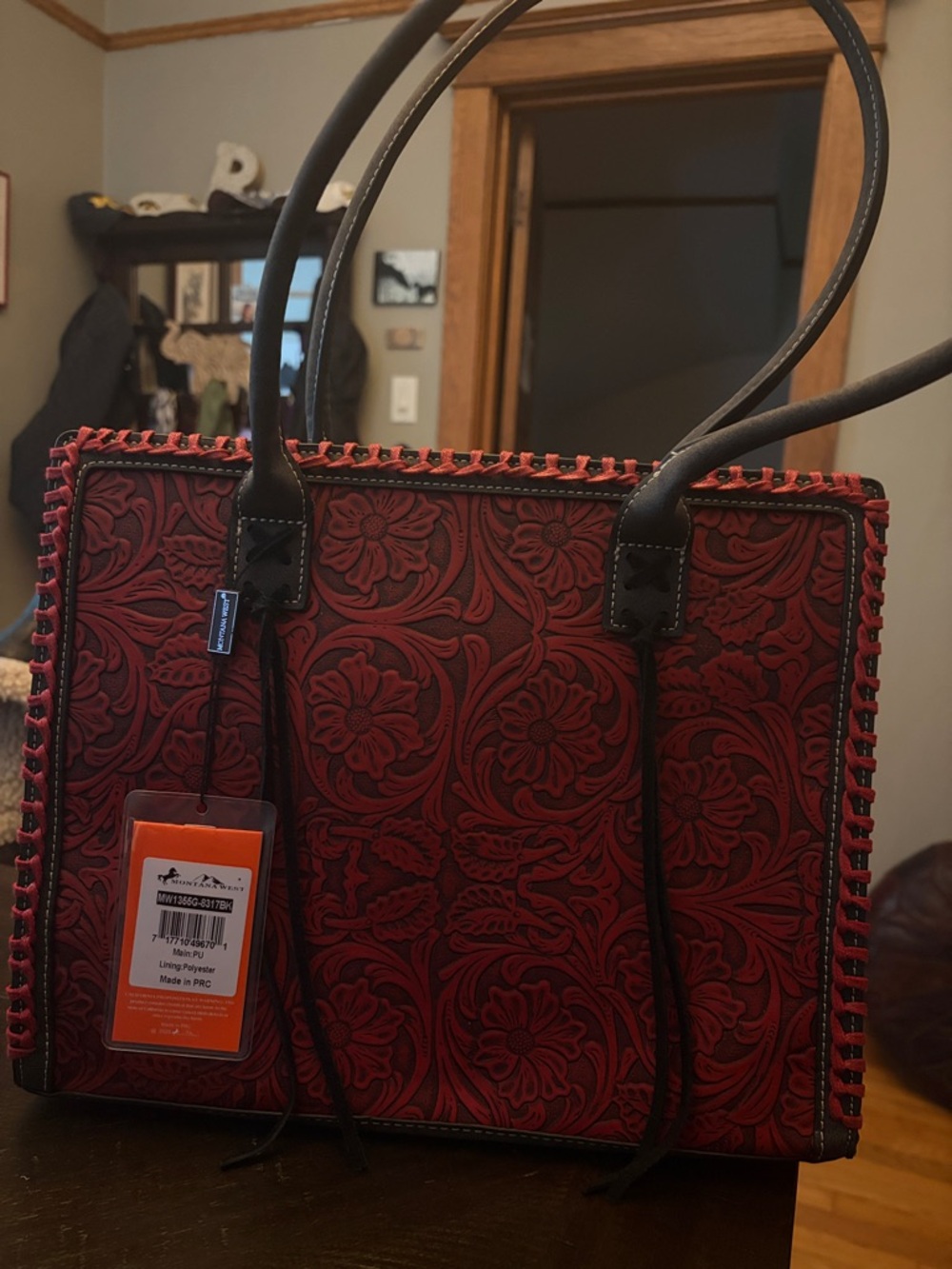 Women's Red Embossed Floral shoulder Bag by Montana West